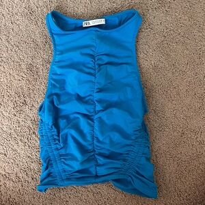 Zara Blue Ruched Tank Top